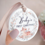 Baby's First Christmas 2025. Deer Wreath Hanging Decoration