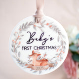 Baby's First Christmas 2025. Deer Wreath Hanging Decoration