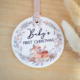 Baby's First Christmas 2025. Deer Wreath Hanging Decoration