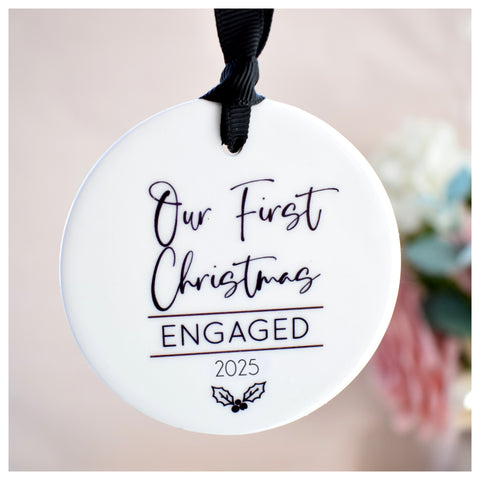 Our First Christmas Engaged 2025 Hanging Tree Ornament