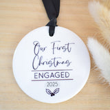 Our First Christmas Engaged 2025 Hanging Tree Ornament