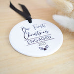 Our First Christmas Engaged 2025 Hanging Tree Ornament