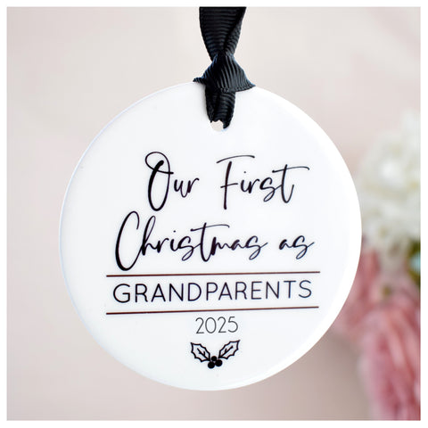 Our First Christmas As Grandparents 2025 Hanging Tree Ornament