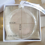 Feather In Memory Bauble Personalised. Gift Boxed