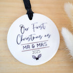 Our First Christmas Married 2025 Hanging Tree Ornament