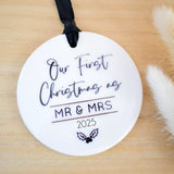Our First Christmas Married 2025 Hanging Tree Ornament
