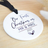 Our First Christmas Married 2025 Hanging Tree Ornament
