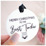 Merry Christmas To The Best Teacher 2025 Hanging Tree Ornament