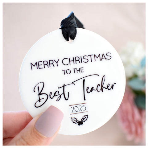 Merry Christmas To The Best Teacher 2025 Hanging Tree Ornament