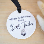 Merry Christmas To The Best Teacher 2025 Hanging Tree Ornament