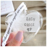 Personalised Feather Heart Bauble Gift Boxed
