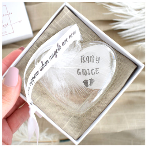 Gift Boxed Personalised Feather Bauble