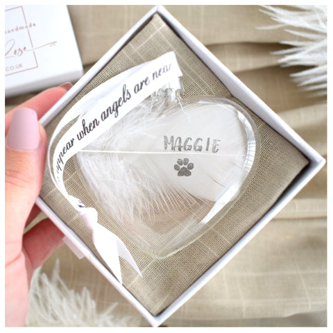 In Memory Feather Bauble. Gift Boxed Personalised Christmas Ornament