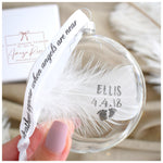 Feather In Memory Bauble Personalised. Gift Boxed