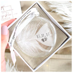 Feather In Memory Bauble Personalised. Gift Boxed
