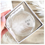 Feather In Memory Bauble Personalised. Gift Boxed