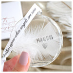 Personalised Feather Round Memorial Bauble Gift Boxed