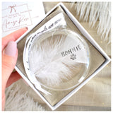 Feather In Memory Bauble Personalised. Gift Boxed