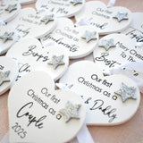 First Christmas as a Mummy & Daddy 2025 White Wood Heart Decoration
