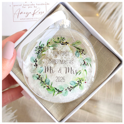 Our First Christmas as Mr & Mrs 2025 Bauble.