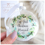 Our First Christmas Married 2025 Bauble.