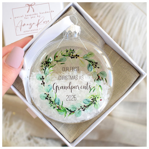 Our First Christmas As Grandparents 2025 Bauble.