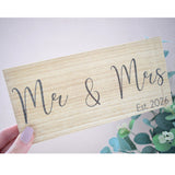 Mr & Mrs Est 2026 Wood Shelf Sign