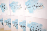 Happy 50th Birthday Card. Fifty Birthday. Turquoise Blue Watercolour Design