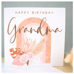 Happy Birthday Grandma Rainbow Pampas Card