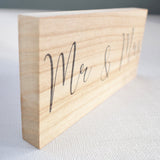 Mr & Mrs Est 2026 Wood Shelf Sign