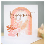 Engagement Congratulations Greeting Card. Rainbow & Pampas Floral