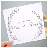 To The New Mr & Mrs Greeting Card. Black Floral Elegant Wreath