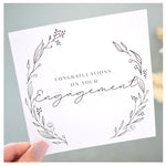 Congratulations On Your Engagement Greeting Card. Black Floral Elegant Wreath