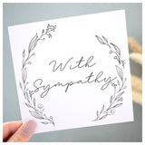 With Sympathy Greeting Card. Black Floral Elegant Wreath