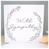 With Sympathy Greeting Card. Black Floral Elegant Wreath