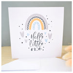 Hello Little One. Baby Boy Congratulations Greeting Card. Rainbow