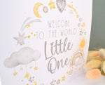 Welcome To The World Little One. Baby Boy or Girl Neutral Congratulations Greeting Card. Watercolour