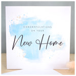 New Home Card. Homeowner, Property Ladder. Turquoise Watercolour Design