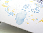 Welcome To The World Little One. Baby Boy Congratulations Greeting Card. Watercolour