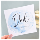 Happy Birthday Dad Greeting Card. Blue Agate Marble Design