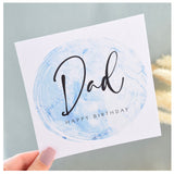 Happy Birthday Dad Greeting Card. Blue Agate Marble Design