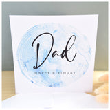 Happy Birthday Dad Greeting Card. Blue Agate Marble Design