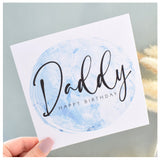 Happy Birthday Daddy Greeting Card. Blue Agate Marble Design