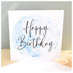 Happy Birthday Greeting Card. Blue Modern Textured Pattern