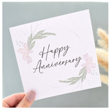 Happy Anniversary Greeting Card. Pastel Floral Elegant Wreath