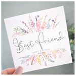 Happy Birthday Best Friend Card. Rainbow Colour Spring Flowers