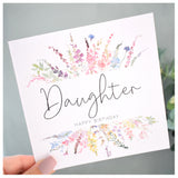 Happy Birthday Daughter Card. Rainbow Colour Spring Flowers