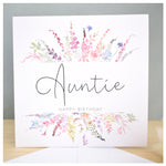 Happy Birthday Auntie Card. Rainbow Colour Spring Flowers