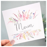 Happy Birthday Mum Card. Rainbow Colour Spring Flowers