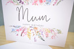 Happy Birthday Mum Card. Rainbow Colour Spring Flowers